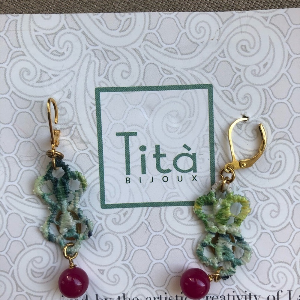 Hand-made Lace Earrings from Milan NEW - Picture 2 of 3